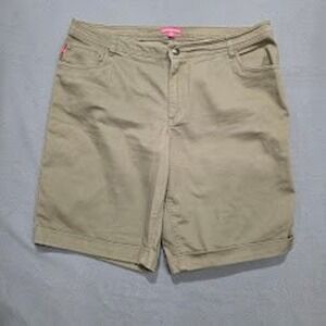 Woman Within Khaki Chino Shorts Womens 20W Tan Beige Bermuda Twill Casual Summer